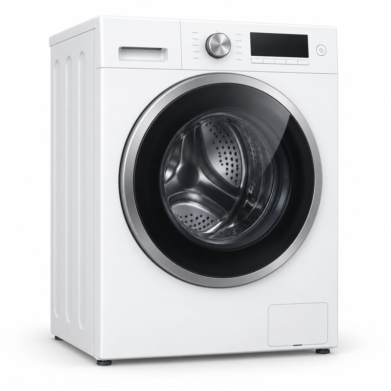White front-loading washing machine